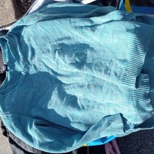 Blue and grey knitted winter V Neck sweater